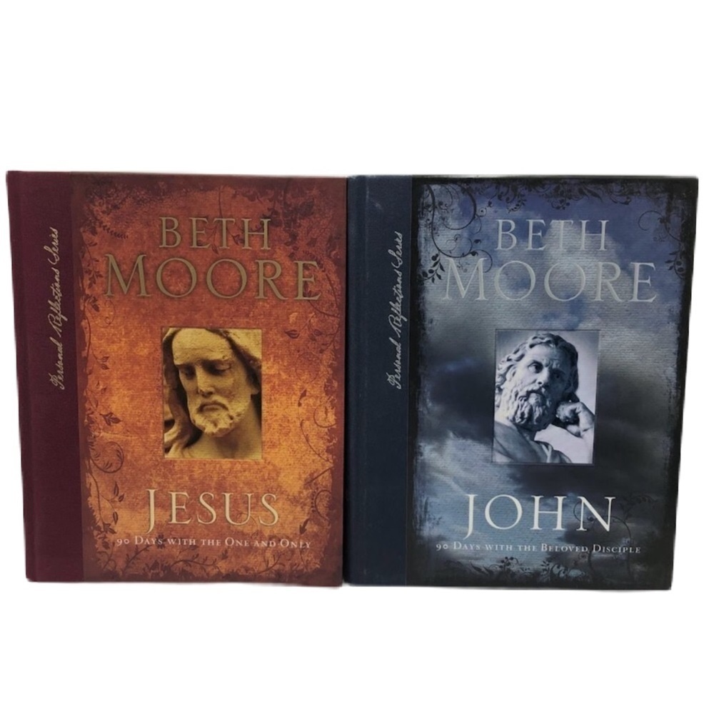 Beth Moore Set of 2 Hardback Christian Reflection Books Jesus and John